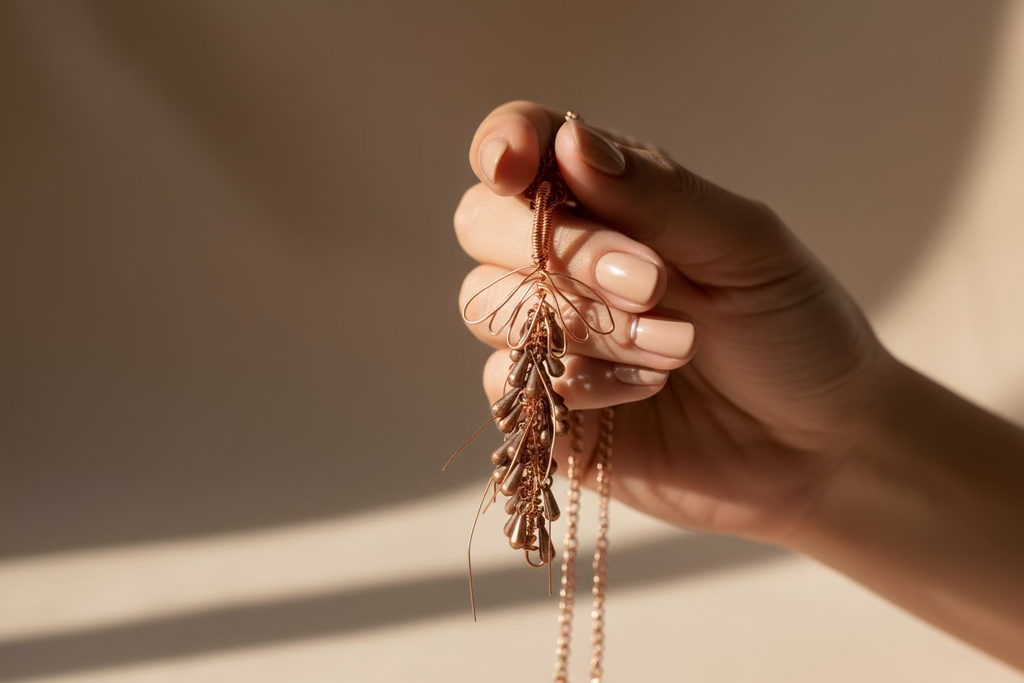 Handcrafted Copper Wheat Pendant Necklace – Nature-Inspired Artisan Jewelry | Rustic Boho Gift for Her