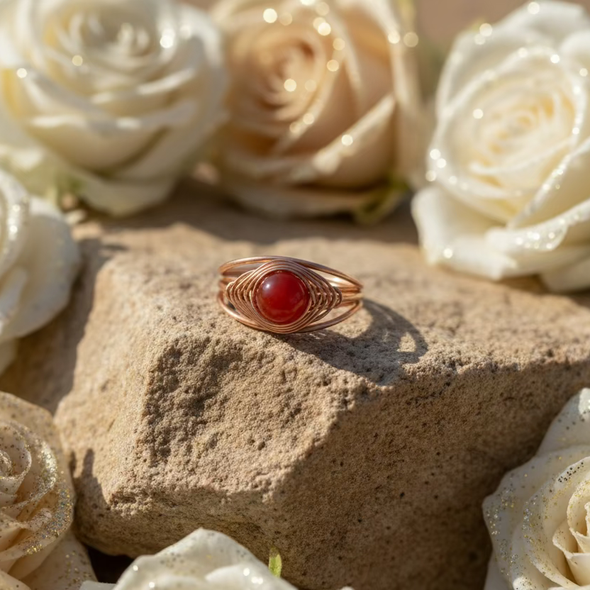 Handmade Agate Copper Wire Ring – Minimal Everyday Jewelry