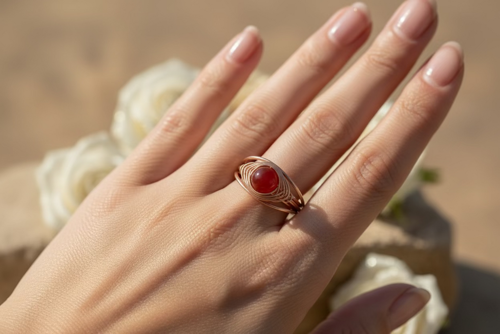 Handmade Agate Copper Wire Ring – Minimal Everyday Jewelry