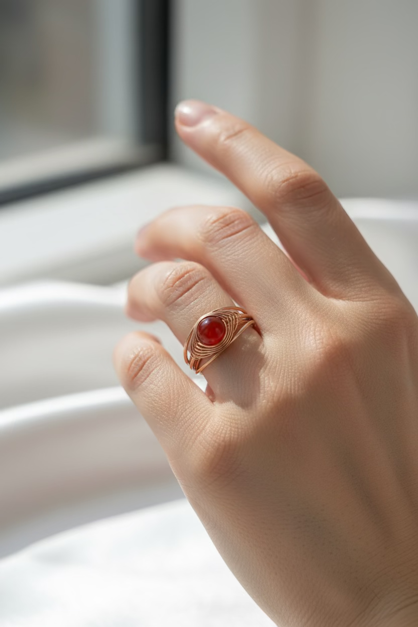 Handmade Agate Copper Wire Ring – Minimal Everyday Jewelry