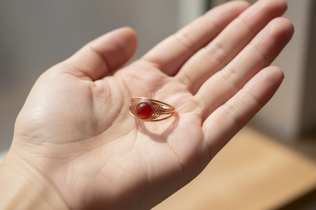 Handmade Agate Copper Wire Ring – Minimal Everyday Jewelry