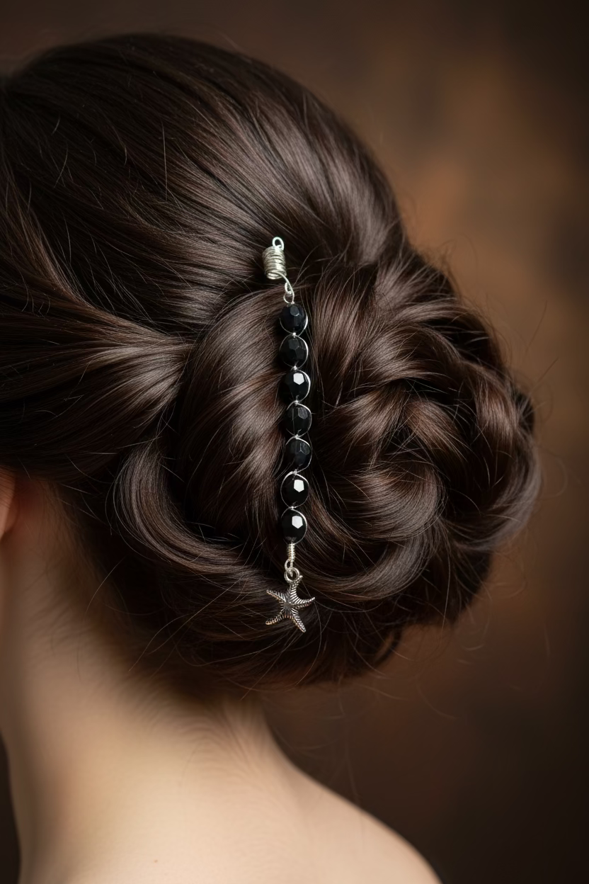 Midnight Starfish Hair Charm