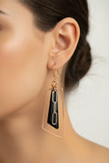 Black Resin and Copper Wire Geometric Drop Earrings – Modern Handmade Statement Jewelry