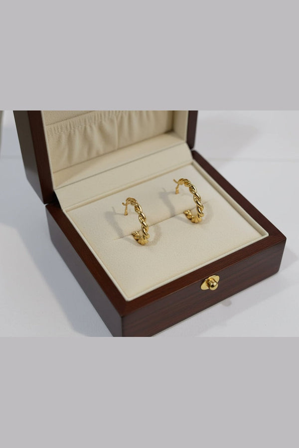 Half Loop Earrings – Golden-Toned Copper Woven Design