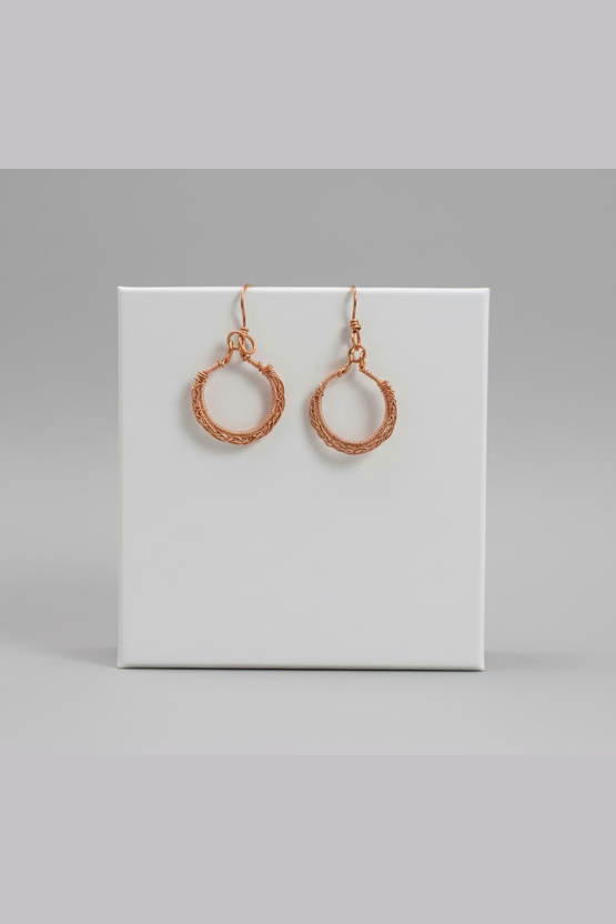 Handmade Copper Wire Wrapped Hoop Earrings | Artisan Boho Hoop Earrings | Lightweight Statement Jewelry Gift