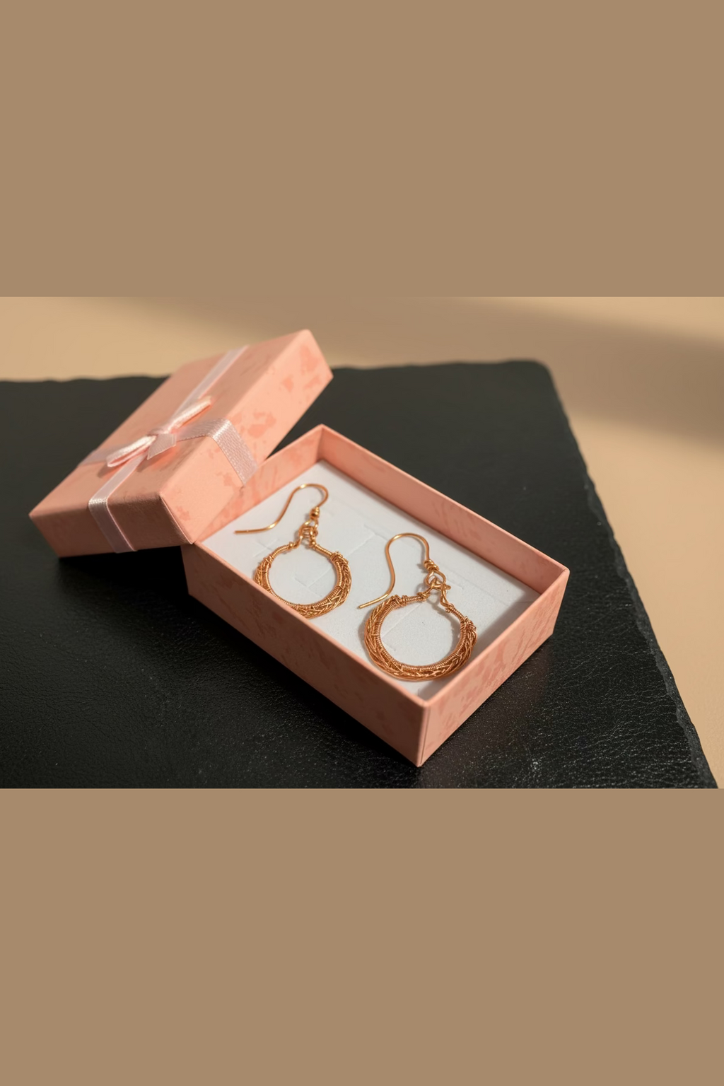 Handmade Copper Wire Wrapped Hoop Earrings | Artisan Boho Hoop Earrings | Lightweight Statement Jewelry Gift