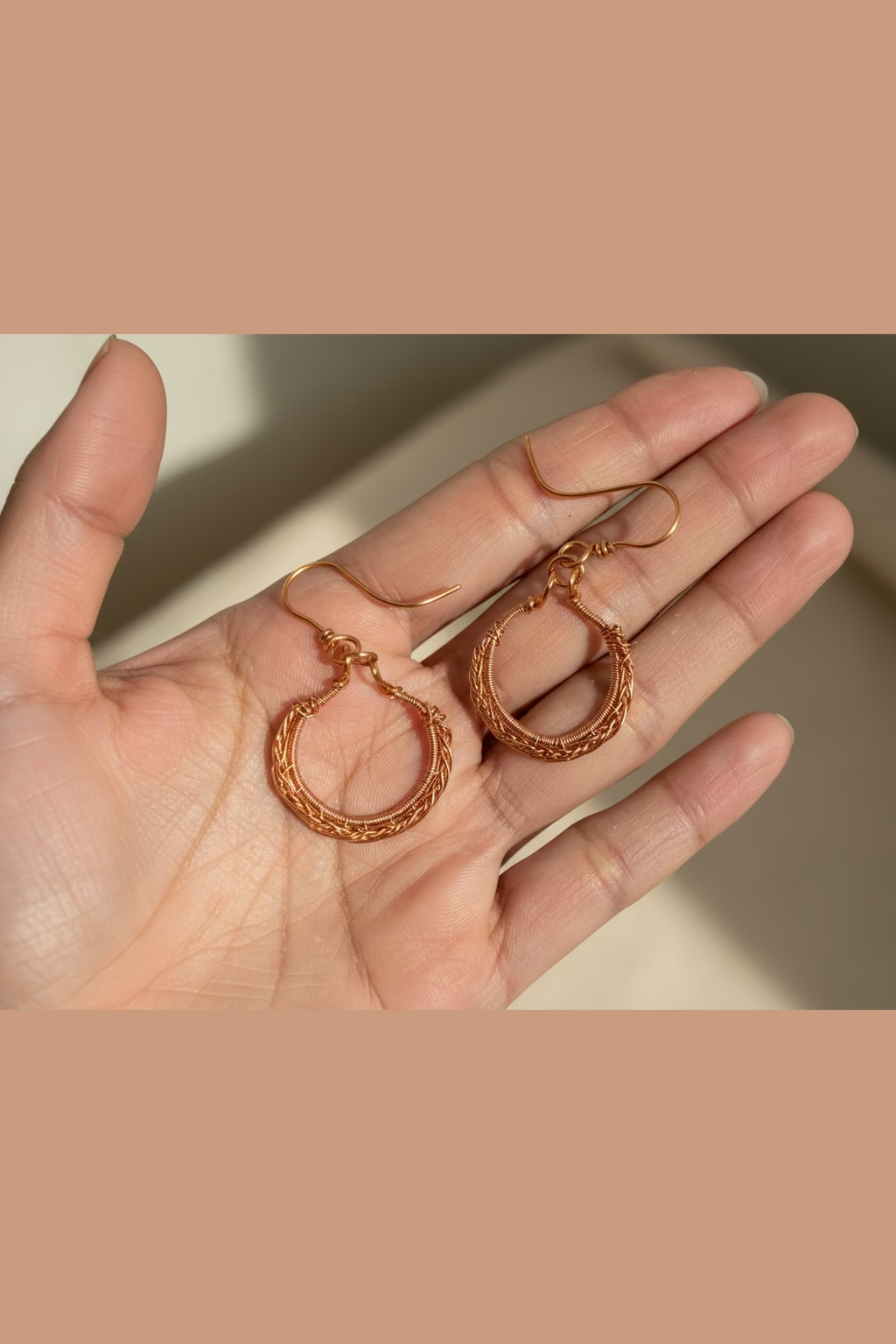 Handmade Copper Wire Wrapped Hoop Earrings | Artisan Boho Hoop Earrings | Lightweight Statement Jewelry Gift