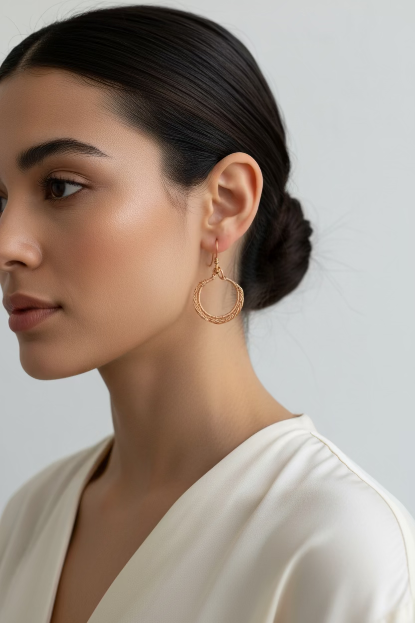 Handmade Copper Wire Wrapped Hoop Earrings | Artisan Boho Hoop Earrings | Lightweight Statement Jewelry Gift