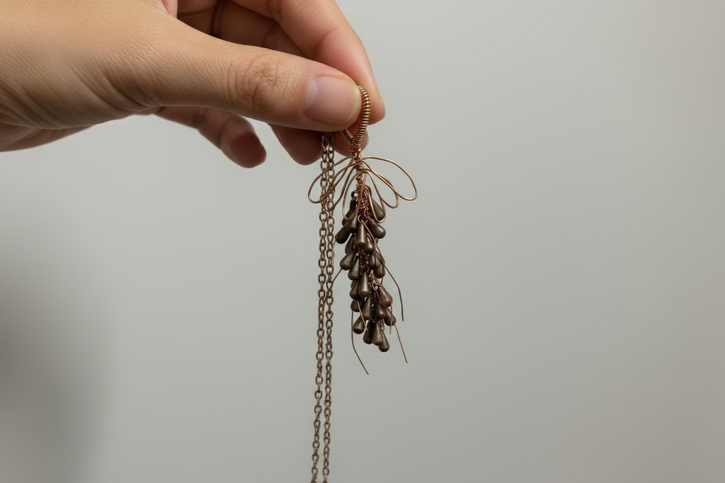 Handcrafted Copper Wheat Pendant Necklace – Nature-Inspired Artisan Jewelry | Rustic Boho Gift for Her