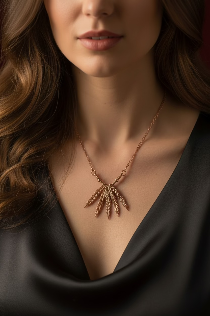 Copper Wheat Pendant Necklace – Handcrafted Rustic Boho Jewelry, Symbol of Abundance