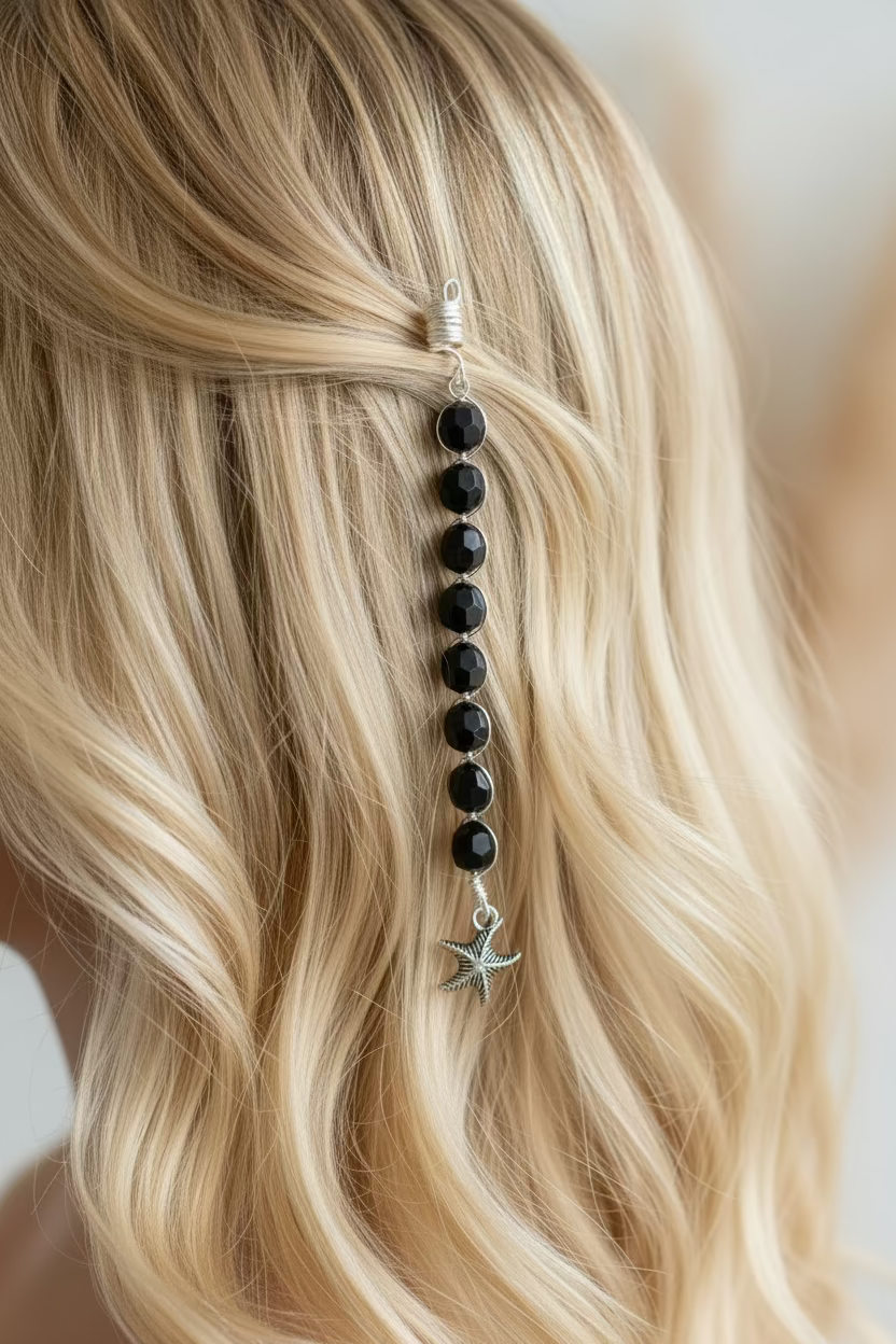 Midnight Starfish Hair Charm