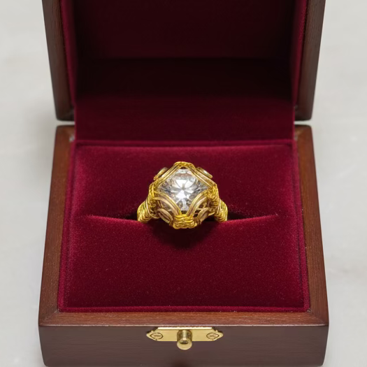 Wire Wrapped Zirconia Ring – Elegant Handmade Statement Ring (Sizes 7–9)