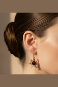 Sunrays Statement Earrings – Natural Red Agate or Yellow Jade in Handwrapped Copper