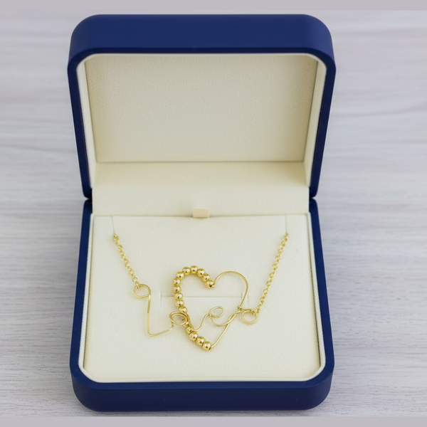 Heart Shape Pendant with Beads & "love" Letter Detail