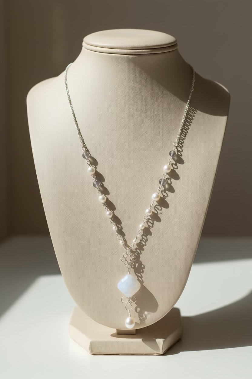 Handcrafted Pearl beads Necklace (15” Adjustable) – Elegant Gift with Meaning