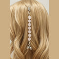 Silver-Toned Copper Wire Hair Charm with Soft Pink Glass Beads and Acorn Charms
