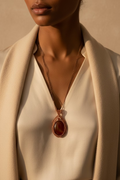 Handcrafted Red Agate Copper Pendant Necklace | Statement Wire Wrapped Jewelry | Alchemy of Jewels