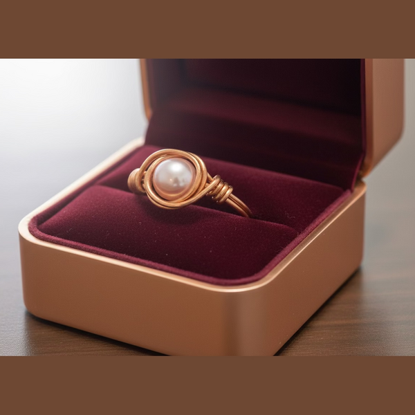 Freshwater Pink Pearl Ring – Copper Wire Wrapped (Size 7)
