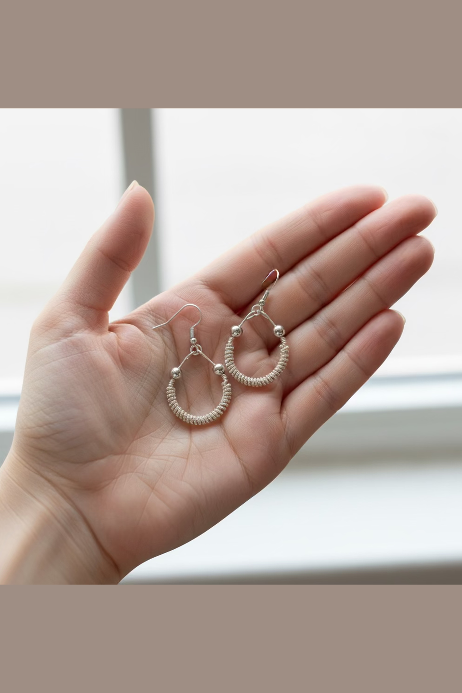 Silver Tone Copper Wire Wrapped Earrings – Handcrafted Jewelry