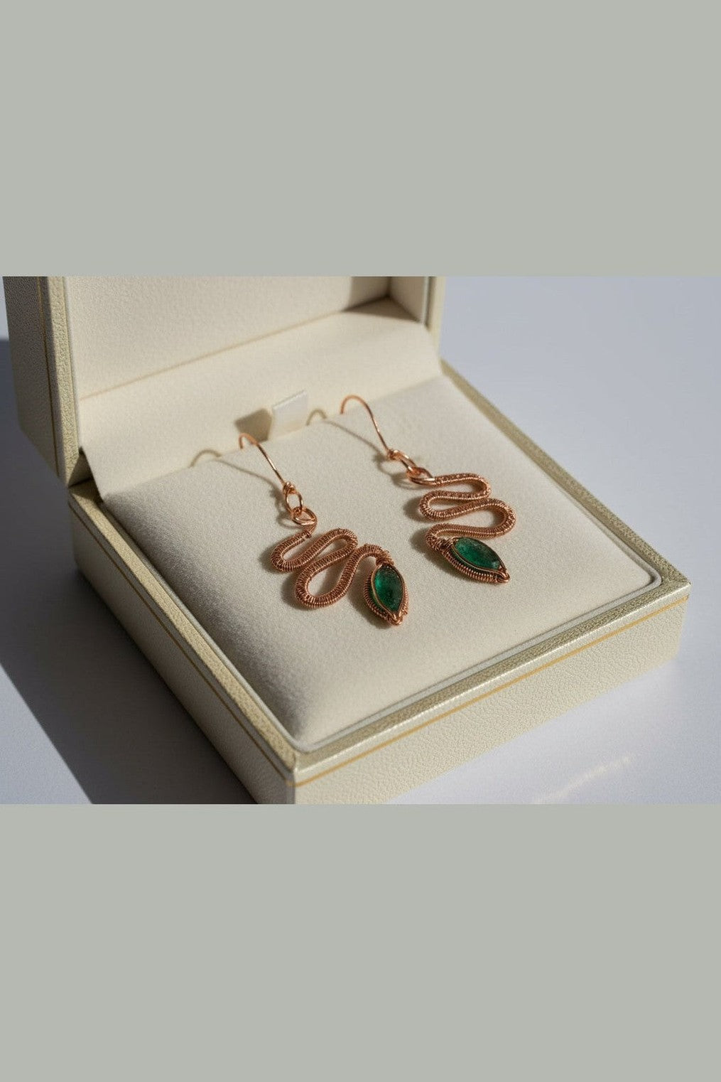 Copper Wrapped Resin Gem in snake shape Earrings