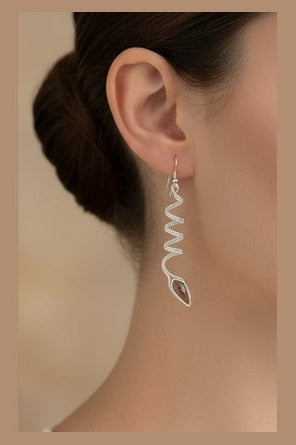 Spiral Wire Wrapped Earrings – Handmade Silver Tone Statement Earrings – Minimalist Boho Jewelry – Artisan Drop Earrings