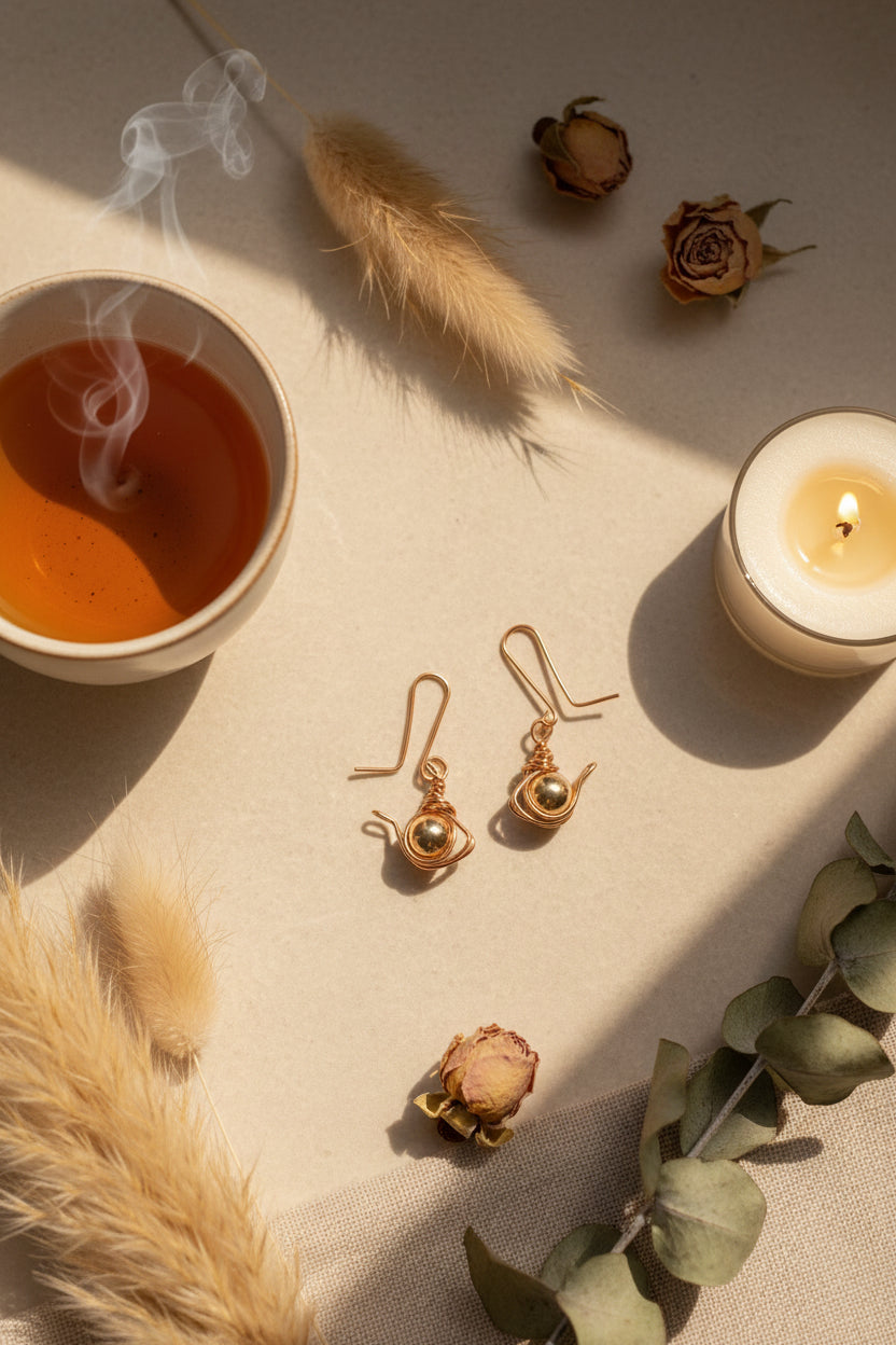 Teapot Earrings – Cute Handmade Copper Wire Earrings | Lightweight Playful Jewelry | Gift for Kids & Tea Lovers