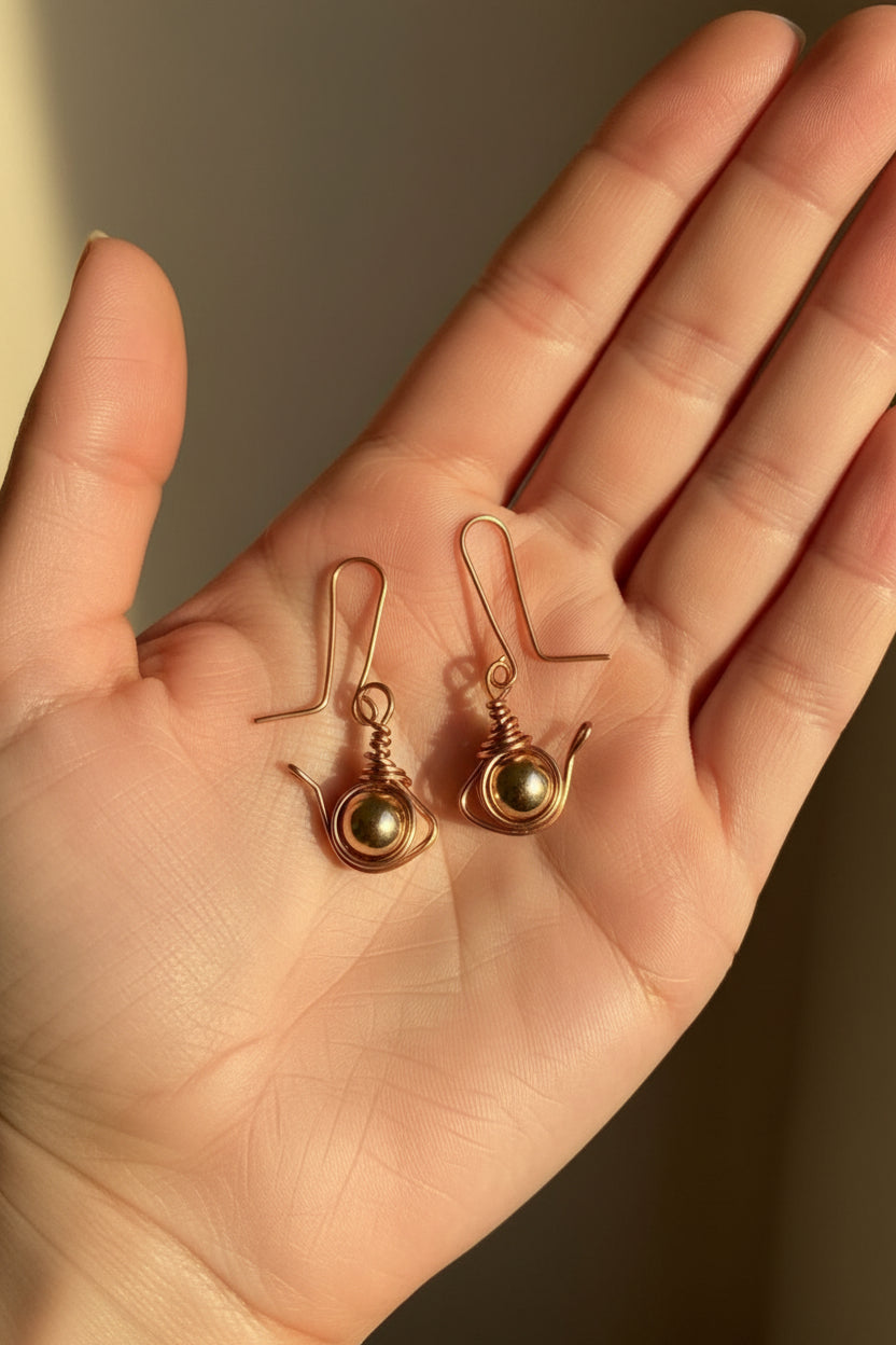 Teapot Earrings – Cute Handmade Copper Wire Earrings | Lightweight Playful Jewelry | Gift for Kids & Tea Lovers
