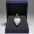White Heart Pendant – Silver-Coated Copper Wire Wrapped (4.5 cm)
