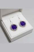 Purple Resin Earrings – Silver Accents | Handmade Statement Jewelry
