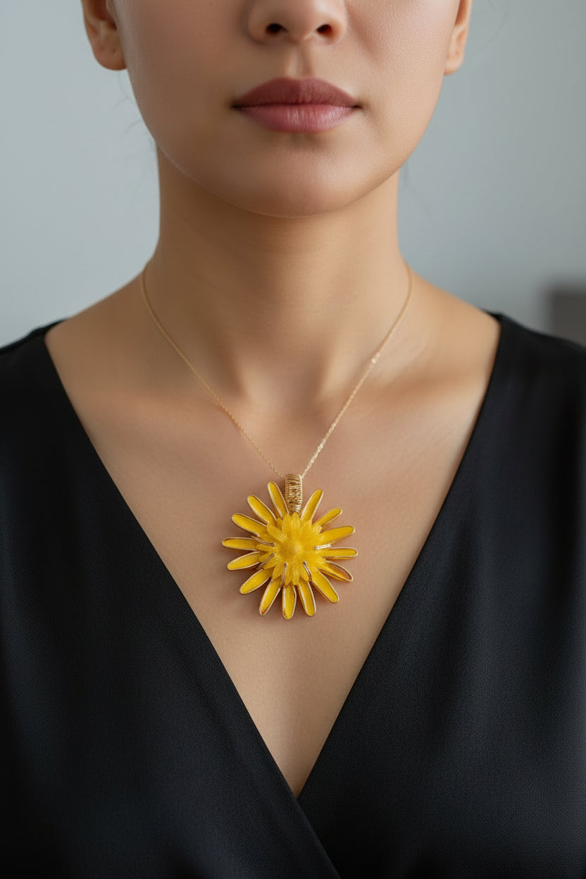 Yellow flower-shaped pendant model