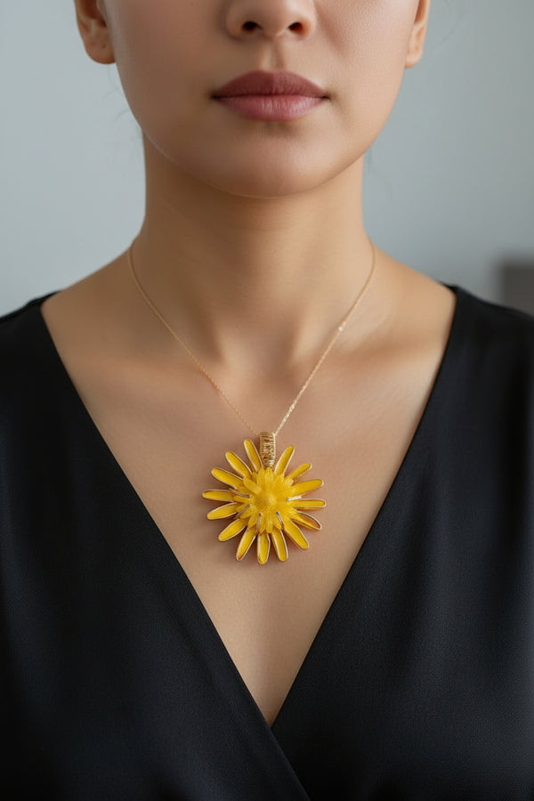 Yellow flower-shaped pendant model