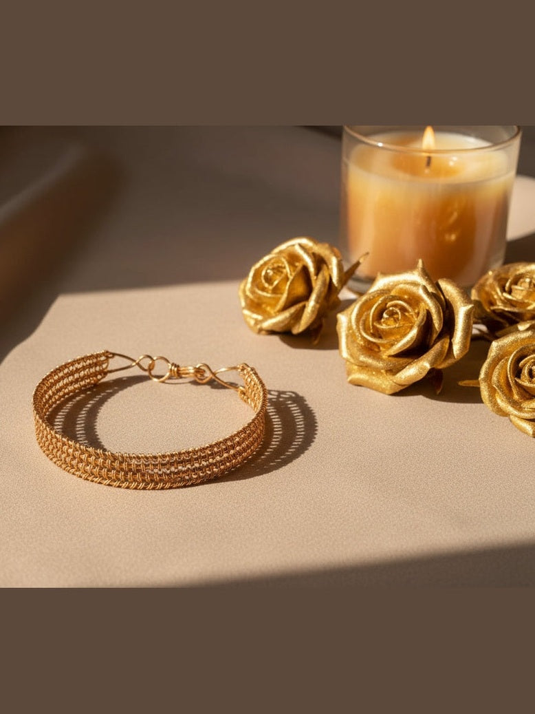 Handwoven Copper Bracelet – Artisan Wire Weave