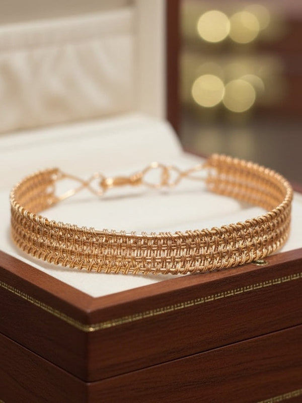 Handwoven Copper Bracelet – Artisan Wire Weave