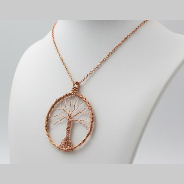 Tree of Life Pendant – Copper Wire Woven (4 cm Diameter)
